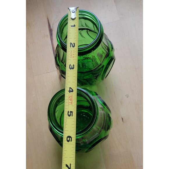 2- Wheaton Glass Bullseye Green Jars Canisters - Picture 4 of 6